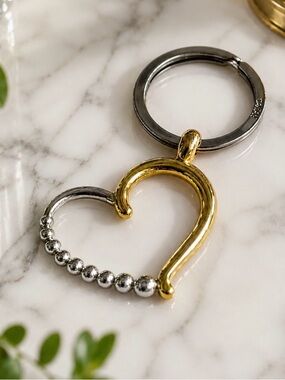 BRIGHTON Heart Keyring Key Fob - Gold & Silver Tone NWT